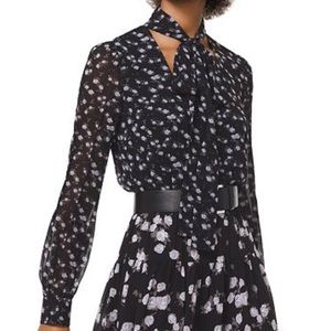 MK Mini Rose Chiffon Tie Neck Blouse